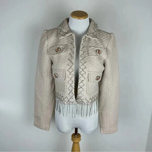NWT Izaak Azanei Embellished Beaded Blazer Lady Jacket Size XS Cream
